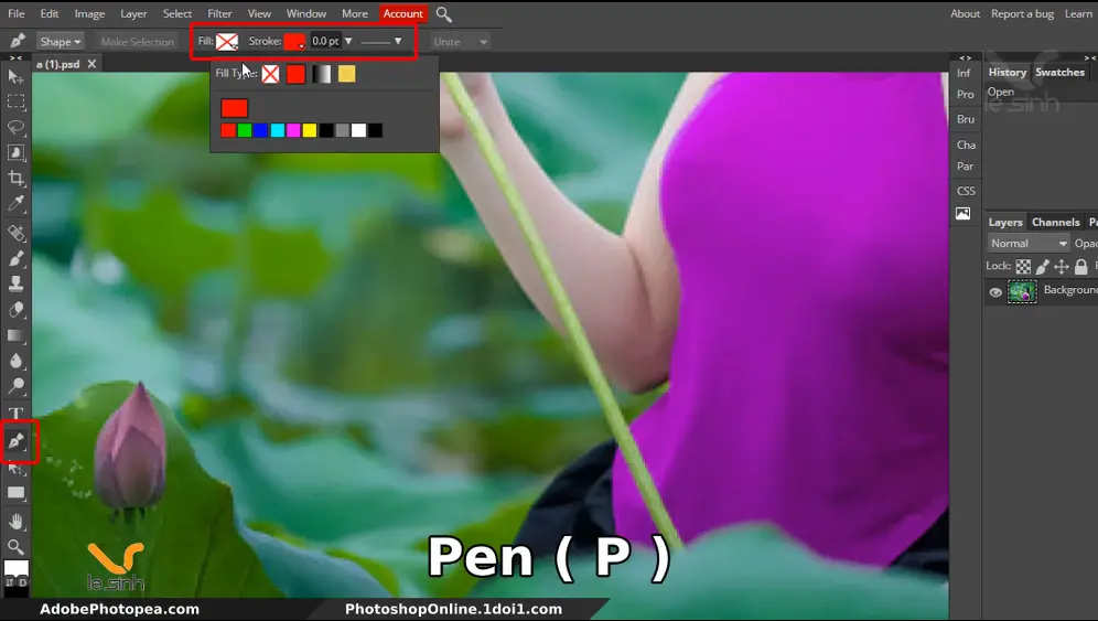 pen ( p ) cắt hình ảnh khỏi nền
