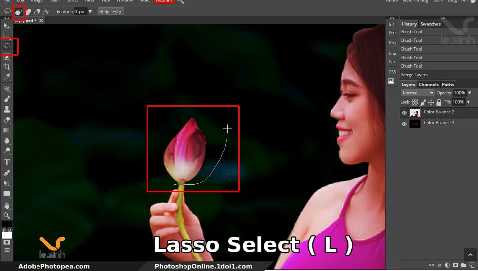 su dung cong cu lasso select trong photoshop online Chỉnh ánh sáng trong photoshop online - tạo mảng sáng tối #7