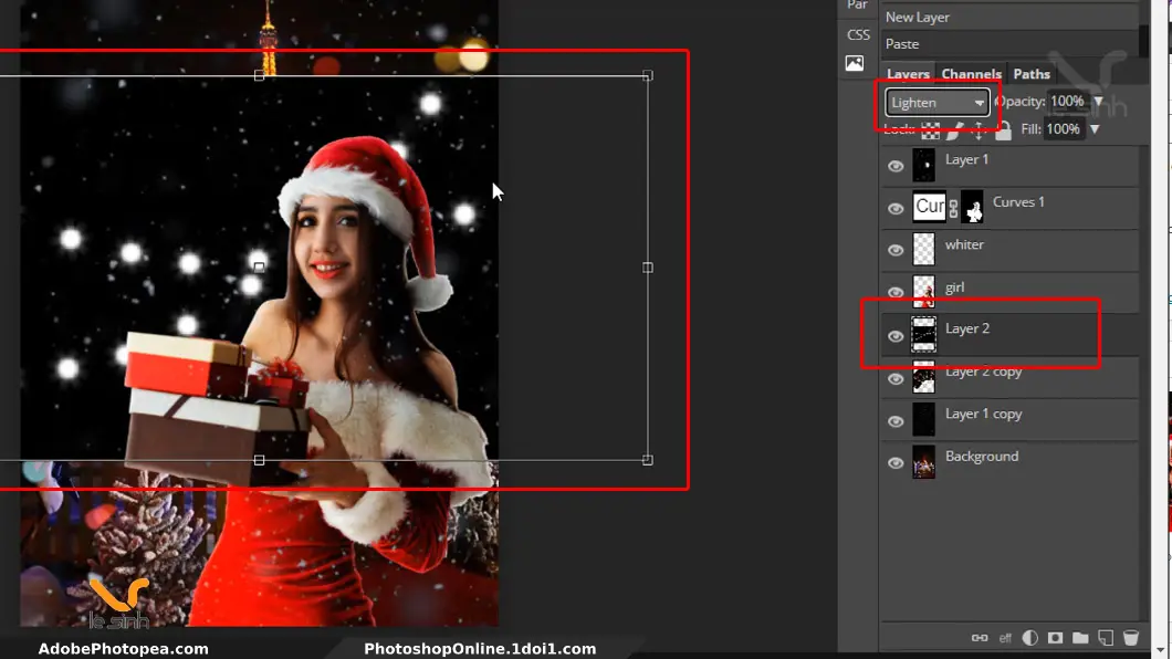 lighten cho layer light Hướng dẫn ghép ảnh bằng photoshop vào cảnh #11