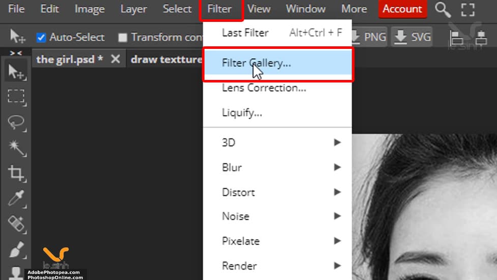 Filter và chọn Filter Gallery